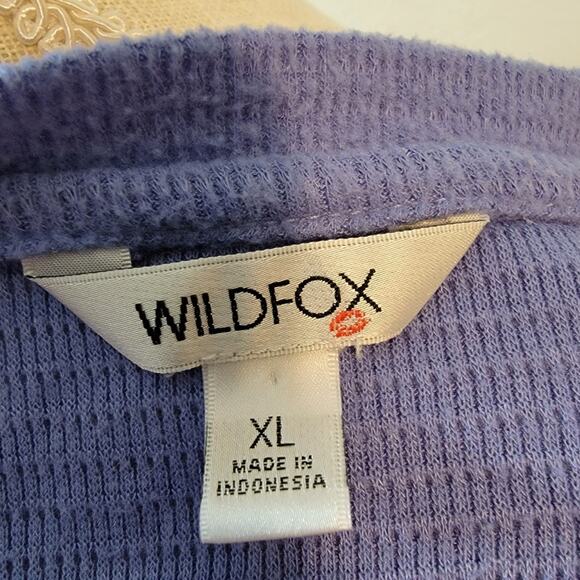 Wildfox Haley Brushed Thermal Waffle Purple Orchid/Periwinkle Sweater Size XL - Picture 5 of 5